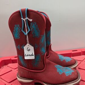 Laredo Kids Boots - Red with Blue Accents